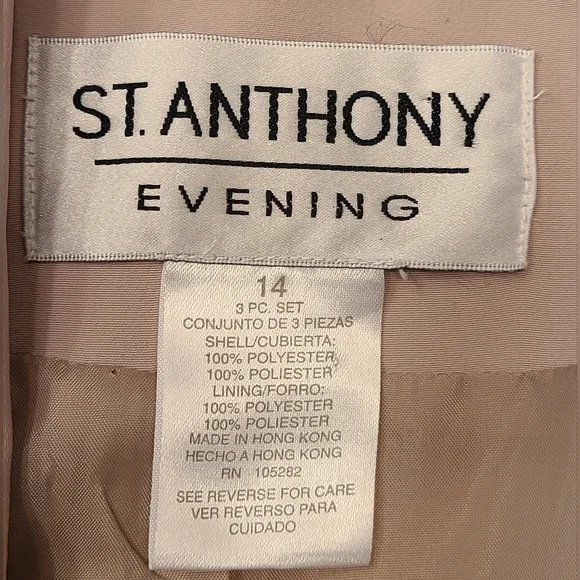 St. Anthony evening size 14 tan 3 piece suit - Picture 3 of 16